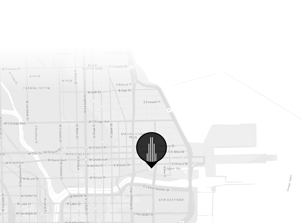 Map of Downtown Chicago with NBC Tower Pinned